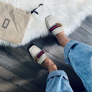 $820 Gucci marmont white slipper loafer slide size 36 / 6